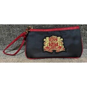 Lauren Ralph Lauren Black Red Zip Up Wristlet Wallet Coin Purse